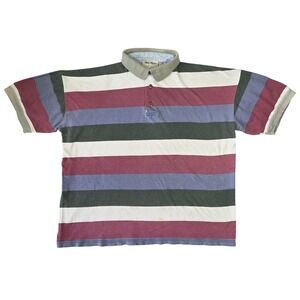 New‎ River Mens Striped Polo Shirt Mens M Retro Fisherman Grunge Eclectic Punk